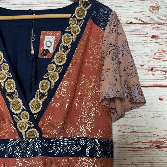 Anthropologie Akemi + Kin Sofia Metallic Jumpsuit Sz 14 - Picture 8 of 16